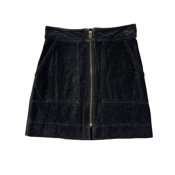 Marine Layer Skirt Womens 0 Black Mallory Velvet Front Full Zip Mini Pocket - Picture 1 of 10